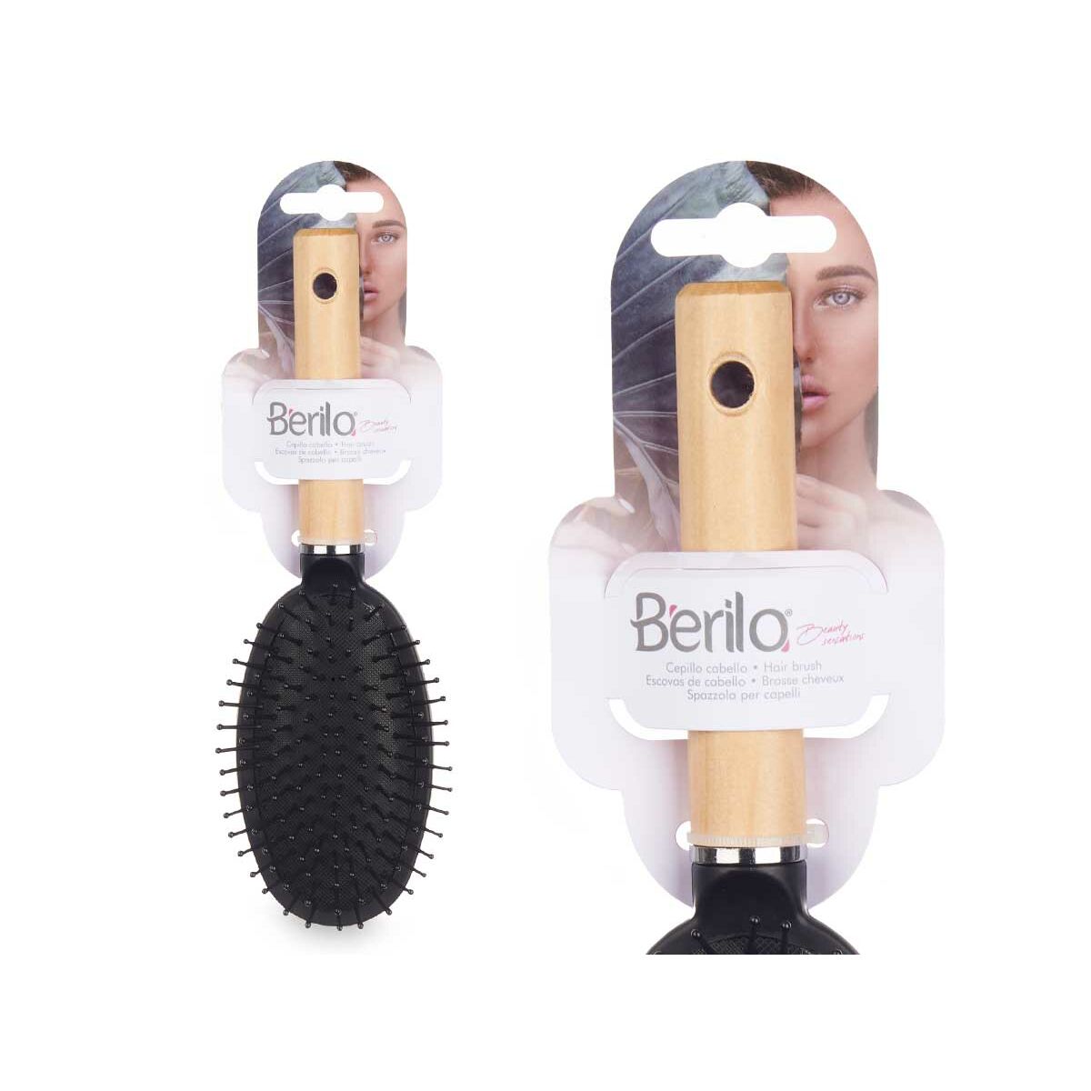 Brush Berilo Brown Black Wood Silicone Plastic (12 Units)